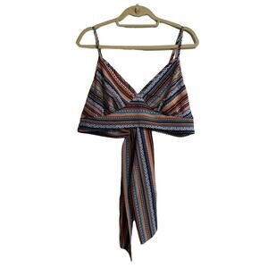 SHEIN Top Womens Plus 0XL Multicolored Crop Top Geometric Spaghetti Straps